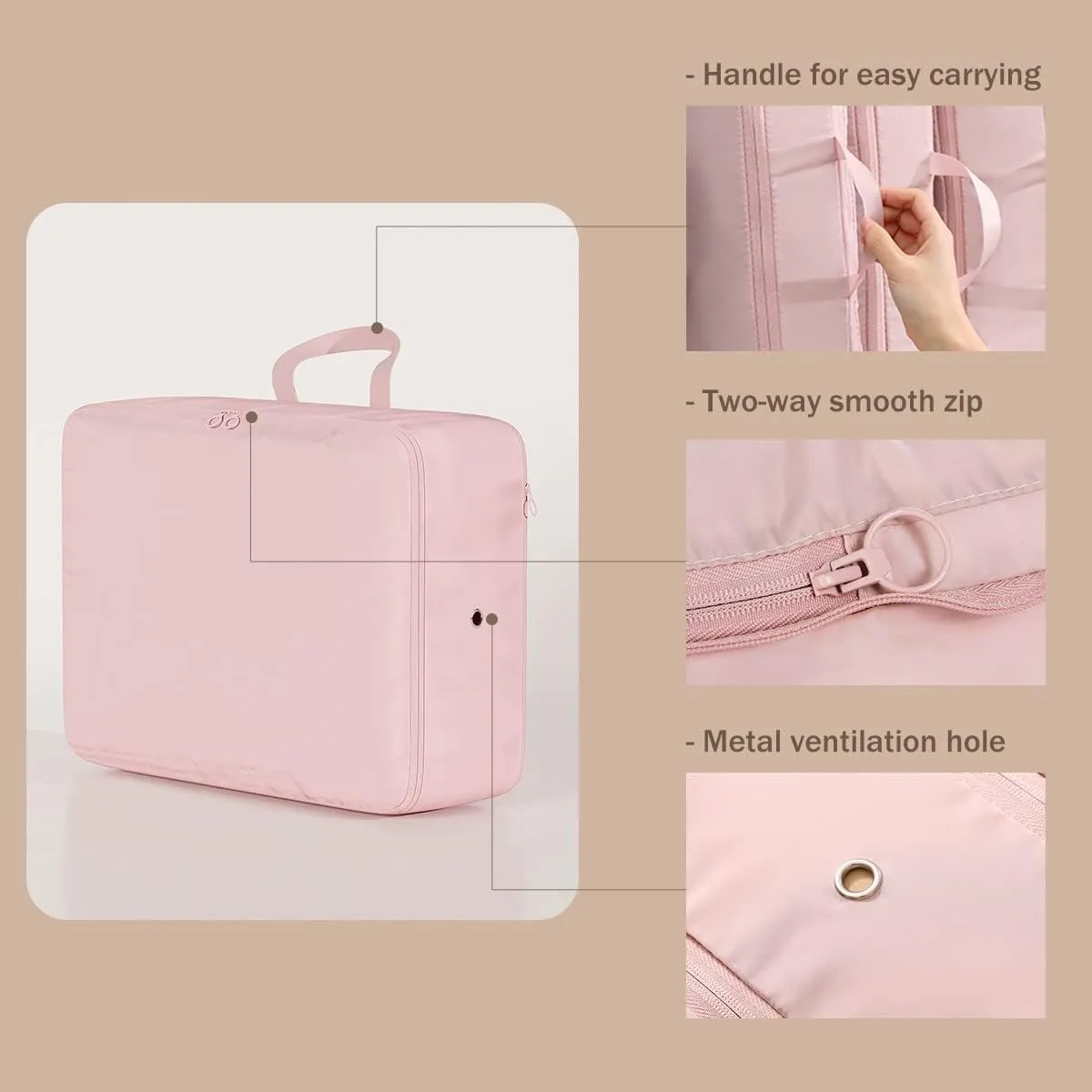 3 PCS Compression Packing Cubes for Suitcase Travel Luggage Organizer Bags Set Packing Organizers Compression Suitcase Bag Travel Essential Bag