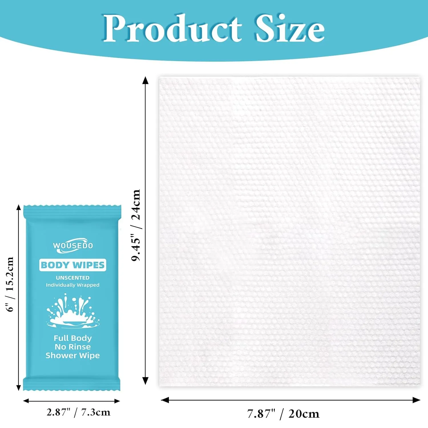 300 Pcs Ultra Thick Soft Large Body Wipes Individually Wrapped(7.87" x 9.45"),Shower Wipes for Adults Bathing No Rinse,Personal Cleansing Wipes for Travel Gym,Bulk Deodorant for Homeless(Blue)