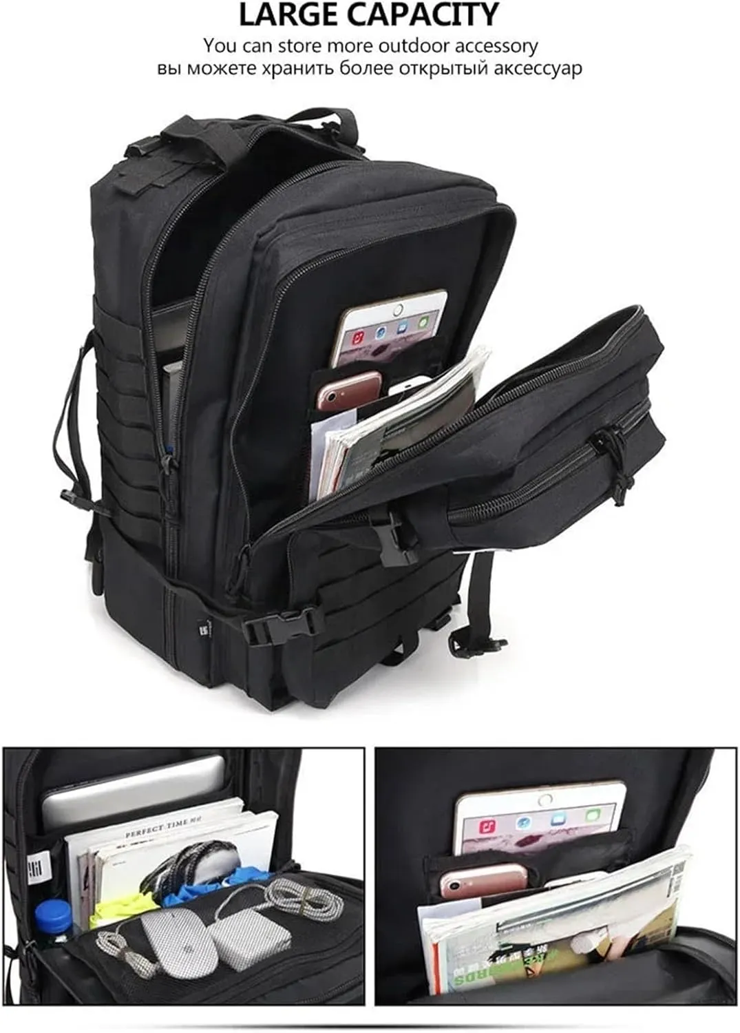 30L Tactical Backpacks Man Traveling Bags Survival Outdoor 3P Assault Pack EDC Molle Pack Hiking Trekking Hunting Bag(Yellow)