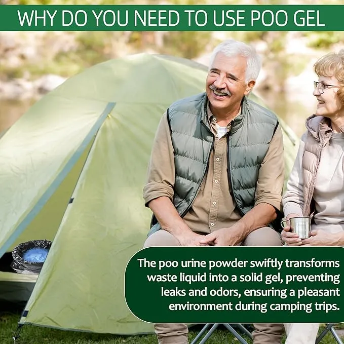 (30pcs Poo Gel 20pcs Toilet Bag Portable Toilet Absorbent Gel Poo Urine Powder for Outdoor Hiking Camping Poo Gel for Portable Toilet Camping Toilet Gel Poo Powder for Outdoor Use