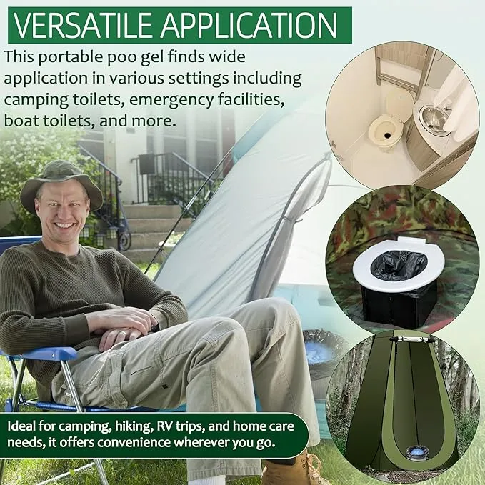 (30pcs Poo Gel 20pcs Toilet Bag Portable Toilet Absorbent Gel Poo Urine Powder for Outdoor Hiking Camping Poo Gel for Portable Toilet Camping Toilet Gel Poo Powder for Outdoor Use