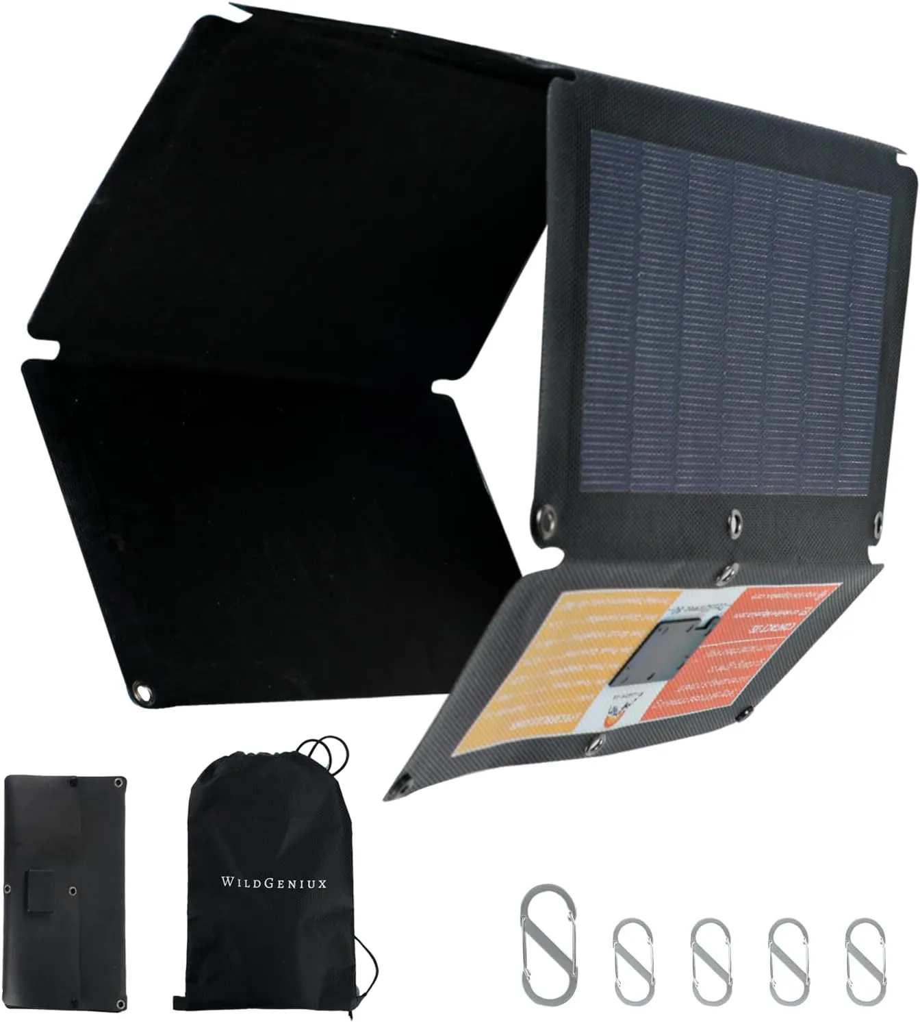 30W CIGS Solar Panel, Foldable Portable Flexible Durable, with 2 USB 3.0 & 1 DC Port for Hiking,Camping, RV Roof Tent, Motorcycle Tail Bag, Compatible with Phone, Camra, Power Banks