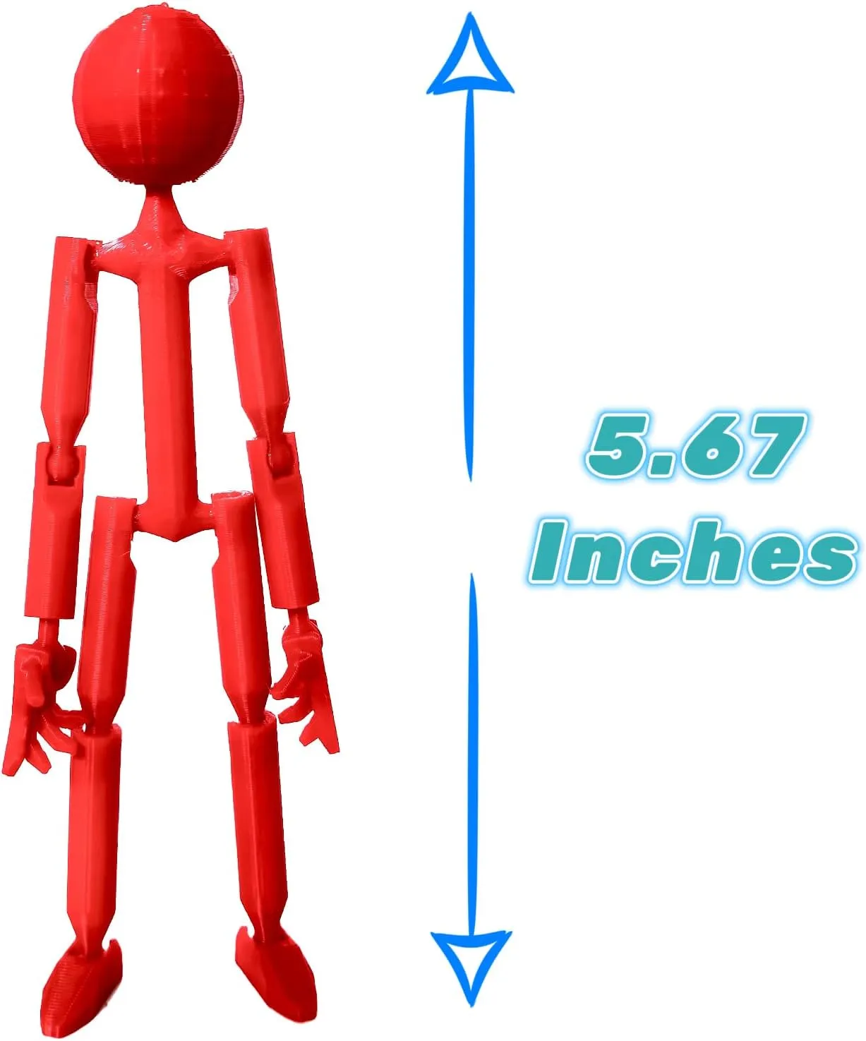 3D Printed 5.67-inch Matchstick Figure, Full Body Mechanical Movable Toy with 5 Weapons and 3 Hand Shapes, Desk Decoration.