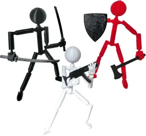 3D Printed 5.67-inch Matchstick Figure, Full Body Mechanical Movable Toy with 5 Weapons and 3 Hand Shapes, Desk Decoration.