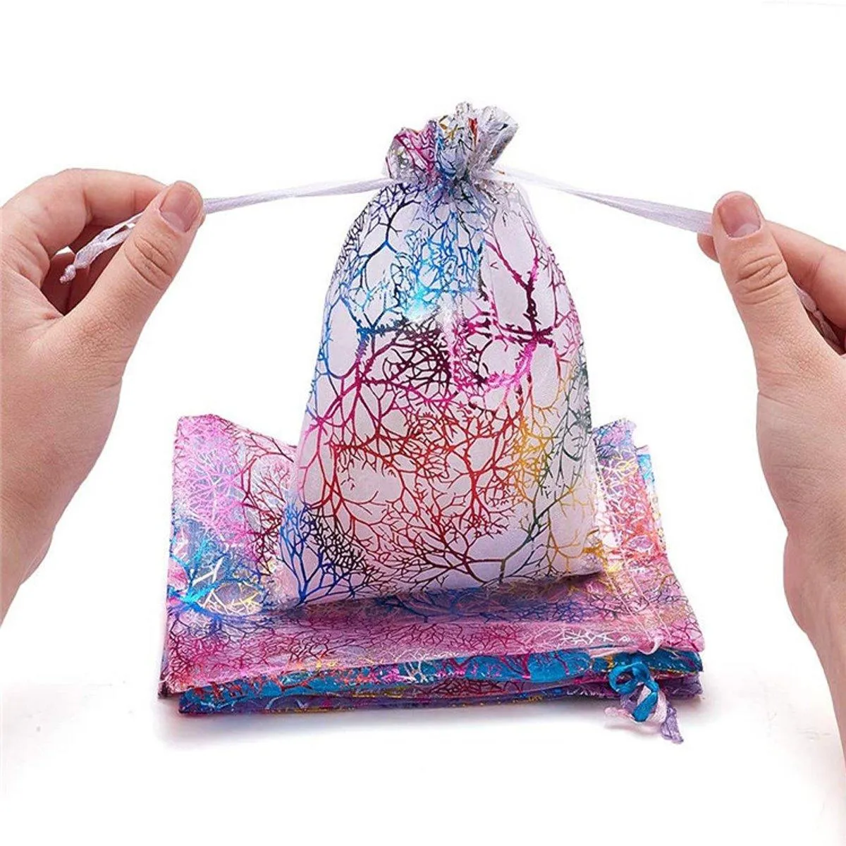 4 Colors Mixed 25PCS organza Bundle Pocket Gift Yarn Bag