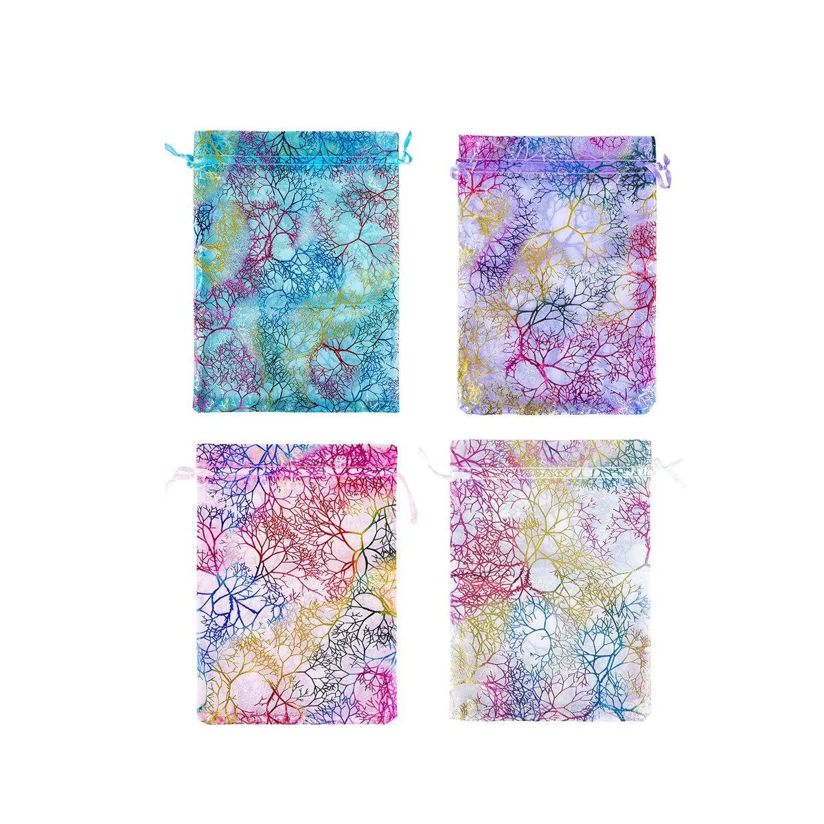 4 Colors Mixed 25PCS organza Bundle Pocket Gift Yarn Bag