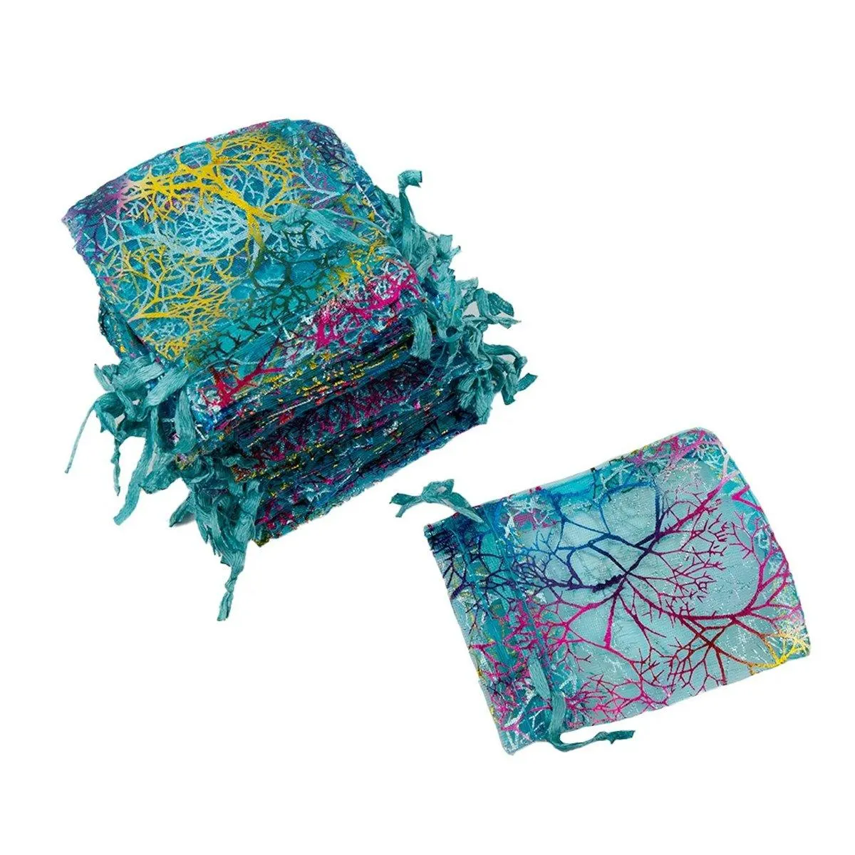 4 Colors Mixed 25PCS organza Bundle Pocket Gift Yarn Bag