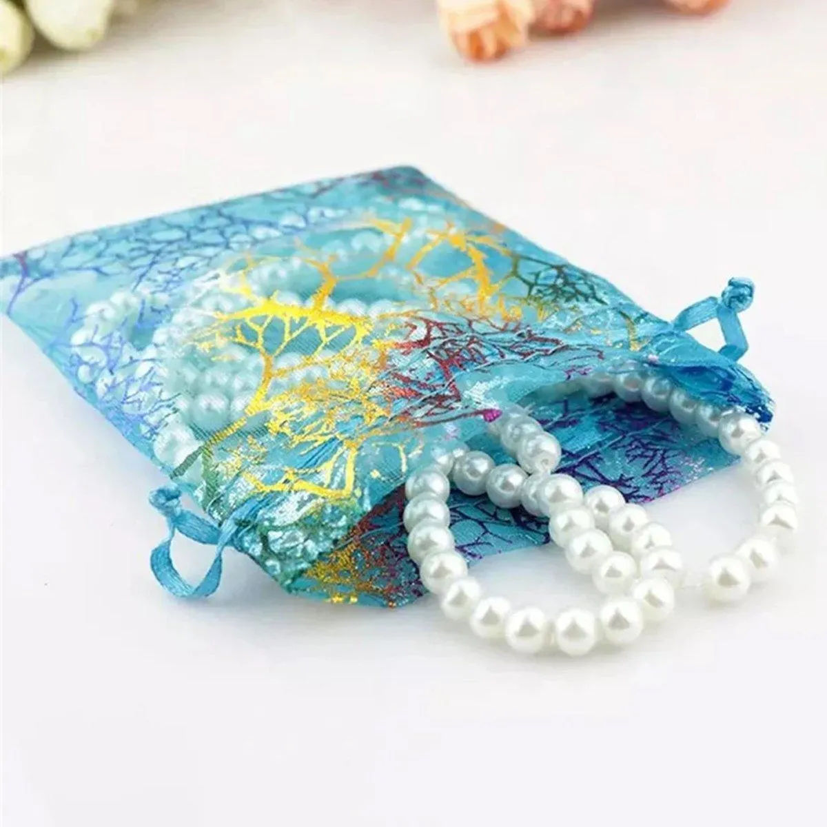 4 Colors Mixed 25PCS organza Bundle Pocket Gift Yarn Bag