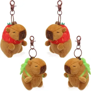 4 Pcs Capybara Plush Keychain Toy,Capybara Keychain Plush,Stuffed Animals Toy with Turtle Backpack Birthday Gift