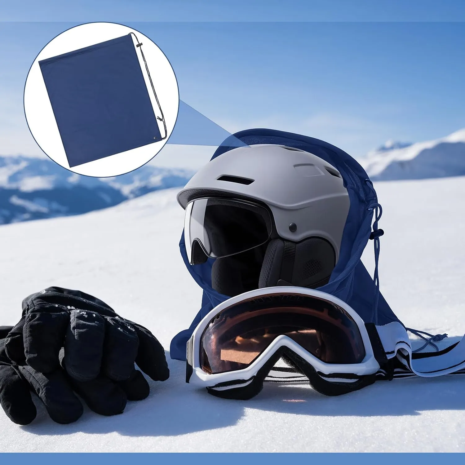 4 Pcs Helmet Bag Welding Motorcycle Hood Bag with Drawstring Locking, Microfiber Large Lightweight for Ski Riding Racing Snowmobile Dirt Bicycle Bike Fire Helmet Storage Accessories (Blue)
