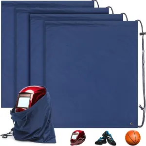 4 Pcs Helmet Bag Welding Motorcycle Hood Bag with Drawstring Locking, Microfiber Large Lightweight for Ski Riding Racing Snowmobile Dirt Bicycle Bike Fire Helmet Storage Accessories (Blue)