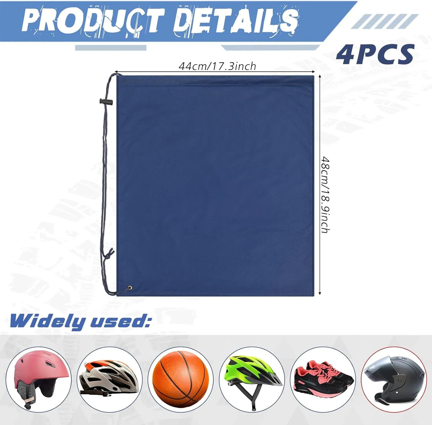 4 Pcs Helmet Bag Welding Motorcycle Hood Bag with Drawstring Locking, Microfiber Large Lightweight for Ski Riding Racing Snowmobile Dirt Bicycle Bike Fire Helmet Storage Accessories (Blue)