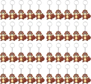40 Pack Beaver Keyring Pack Party Favor for Safari Party, Jungle Baby Shower, Wild Animal Themed Kids Birthday, Wild ONE First Birthday, Castor Gender Reveal, Brown