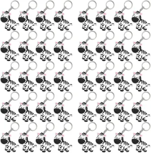 40 Pack Zebra Keyring Pack Party Favor for Zebra Lover, Guest Return Gift, Wild Animal Themed Party, Baby Shower, Birthday