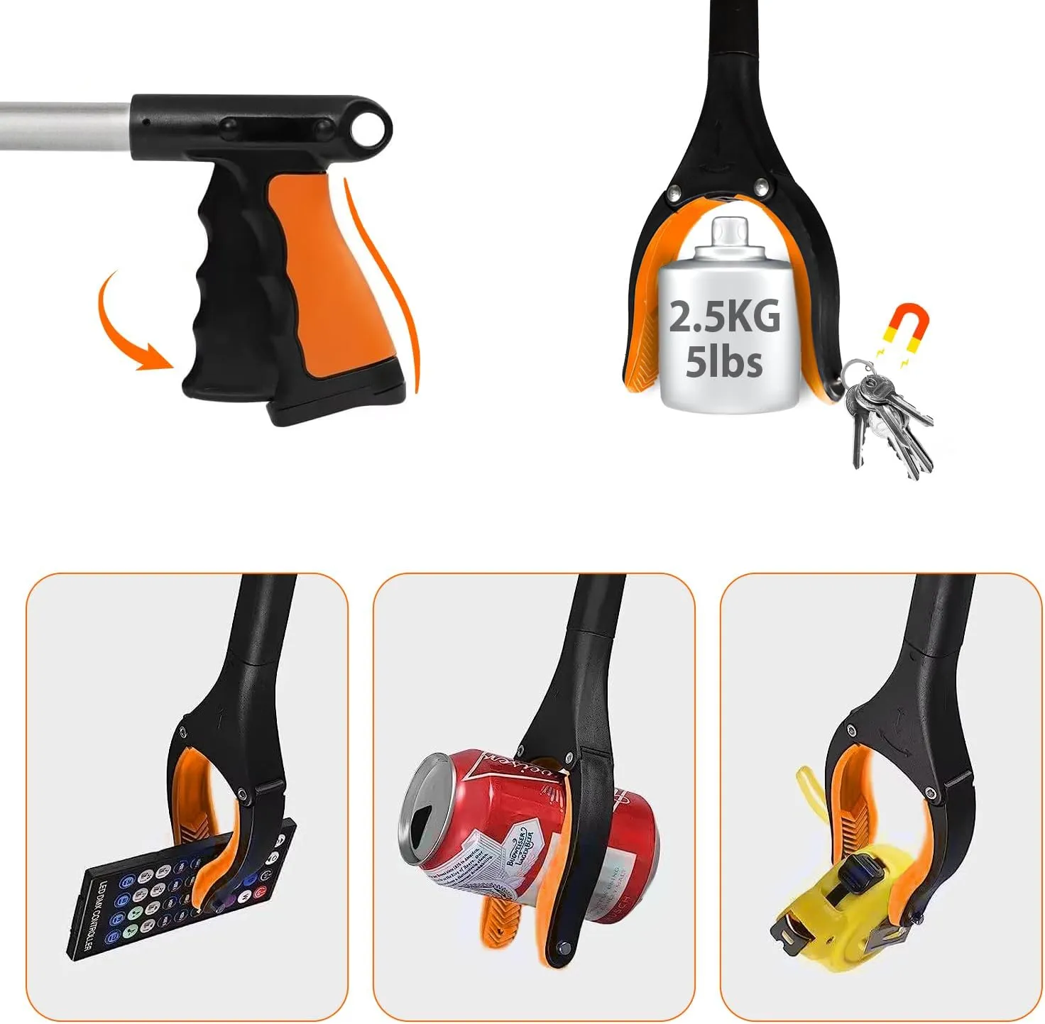 43" Foldable Grabber Reacher Tool,2pcs Reacher Grabber Pickup Tool,Folding Grabbers for Elderly Grab It Reaching Tool with Rotating Jaw Magnets,Grabber Reacher Tool Heavy Duty (one Bag)