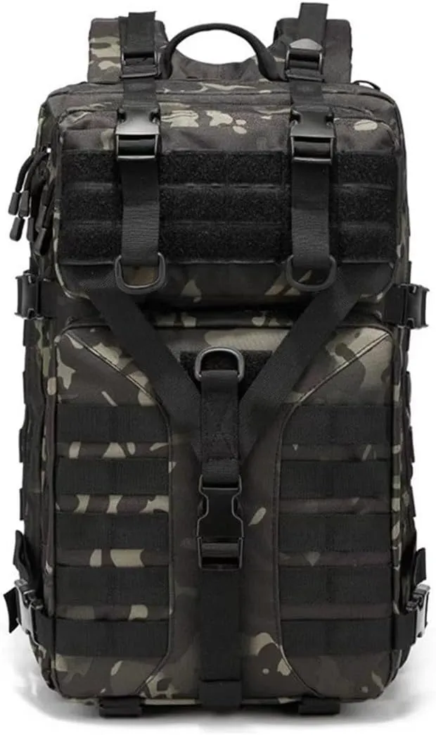 45L Military Tactical Backpack Large Men Army 3 Day Assault Rucksack Molle Bag Daypack (Black CP)