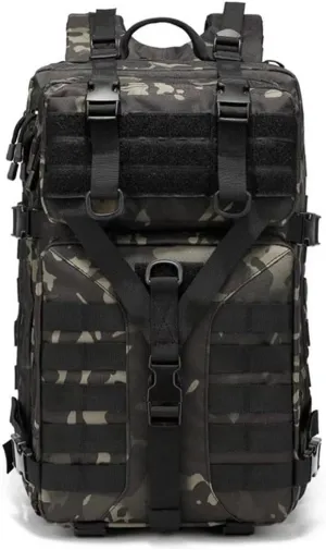 45L Military Tactical Backpack Large Men Army 3 Day Assault Rucksack Molle Bag Daypack (Black CP)