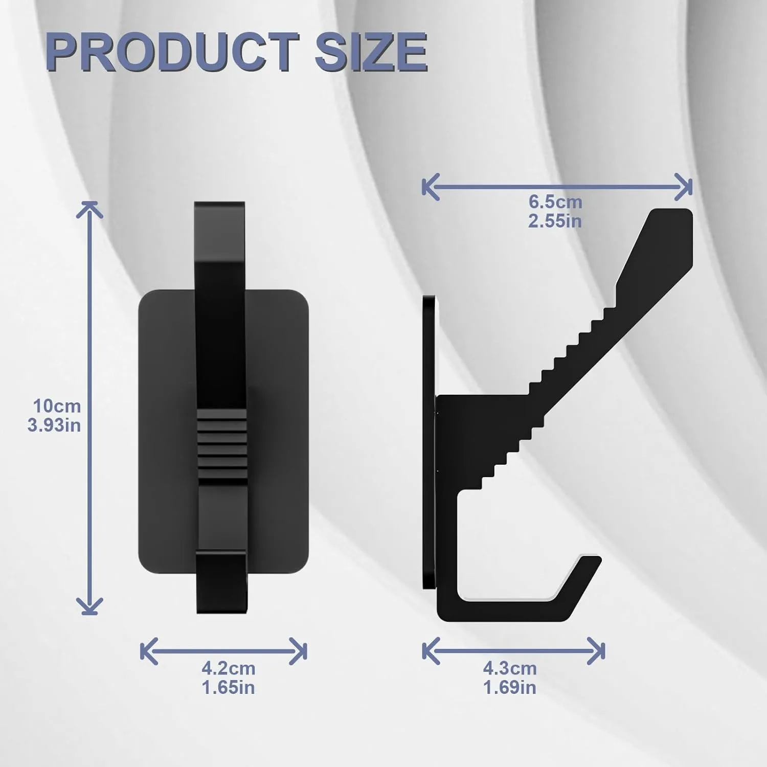 4Pack Adhesive Wall Hooks| Heavy Duty Coat Hooks Wall Mount for Hanging Coats, Backpacks, Hats, Towels, Bags| Coat Rack Wall Mount for Bathroom, Bedroom, Entryway, Mudroom| Matte Black