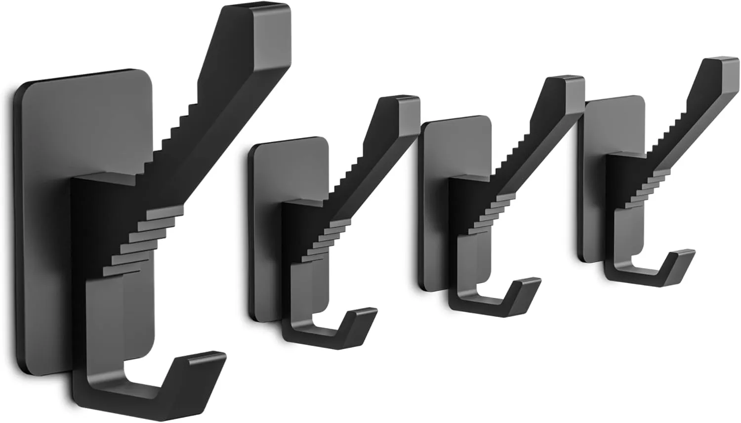4Pack Adhesive Wall Hooks| Heavy Duty Coat Hooks Wall Mount for Hanging Coats, Backpacks, Hats, Towels, Bags| Coat Rack Wall Mount for Bathroom, Bedroom, Entryway, Mudroom| Matte Black