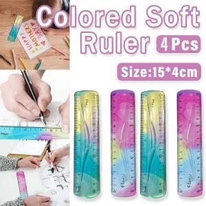 4pcs Colourful Bendable Soft Ruler 15cm Foldable Flexible Measuring Ruler Set