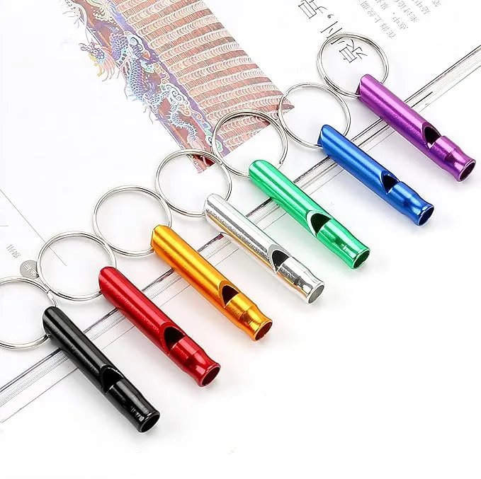 5 pcs Extra Loud Aluminum Emergency Whistle with Keychain Safety Survival Whistle Camping Whistles for Women Defense Hiking Alarm, for Camping Outdoors Sports and Emergency Situations,Multicolo