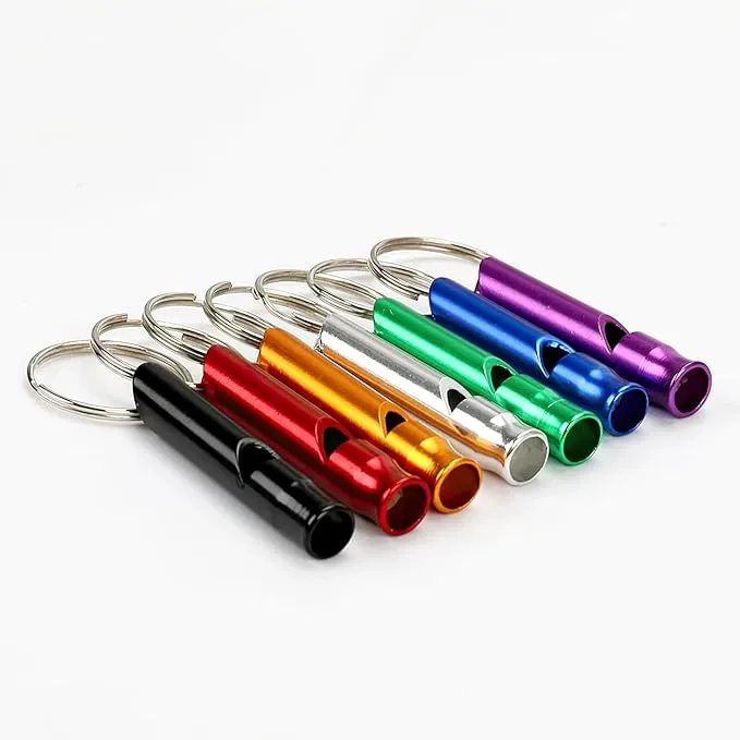 5 pcs Extra Loud Aluminum Emergency Whistle with Keychain Safety Survival Whistle Camping Whistles for Women Defense Hiking Alarm, for Camping Outdoors Sports and Emergency Situations,Multicolo