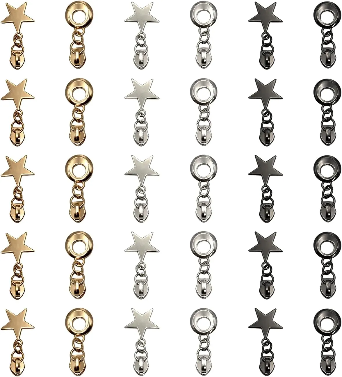#5 Zipper Sliders Zipper Pull Model-004&005 Multiple Color 30pcs- Heavy Duty Brass Pulls for Nylon Coil Zippers Replacement, Luxury Bag Hardware, Luggage & DIY Craft Supplies