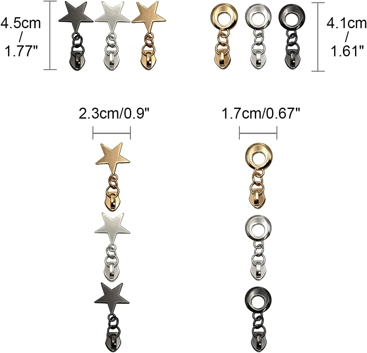 #5 Zipper Sliders Zipper Pull Model-004&005 Multiple Color 30pcs- Heavy Duty Brass Pulls for Nylon Coil Zippers Replacement, Luxury Bag Hardware, Luggage & DIY Craft Supplies