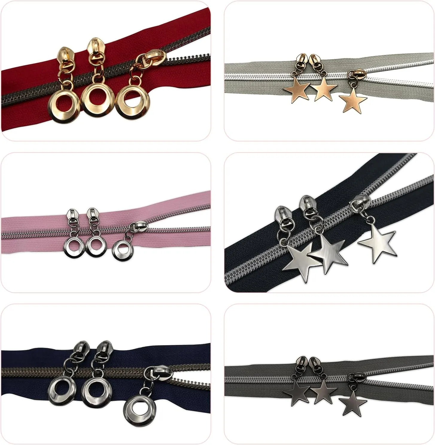 #5 Zipper Sliders Zipper Pull Model-004&005 Multiple Color 30pcs- Heavy Duty Brass Pulls for Nylon Coil Zippers Replacement, Luxury Bag Hardware, Luggage & DIY Craft Supplies