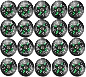 50 PCS Magnetic Plastic Compasses, 20 mm Button Compass for Kids, Hard Shell Compasses for Survival Bracelets, Camping, Hiking, Paracord Compass, Great for Survival Kits