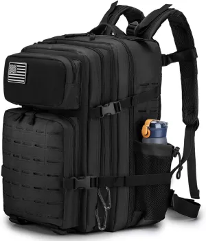 50L Military Tactical Backpack for Men,Water Resistant Day Backpack Molle Army 3 Days Assault Pack Bug Out Bag,Heavy Duty Hiking Treeking Rucksack Black