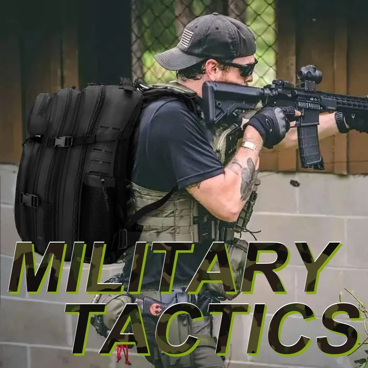 50L Military Tactical Backpack for Men,Water Resistant Day Backpack Molle Army 3 Days Assault Pack Bug Out Bag,Heavy Duty Hiking Treeking Rucksack Black