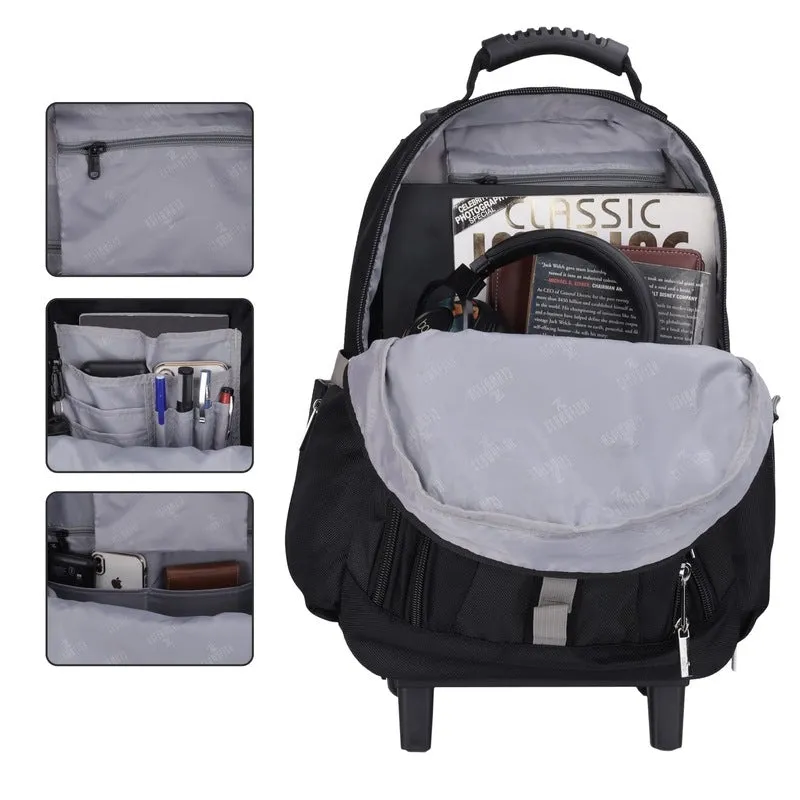 51L Laptop Trolley Backpack - Water Resistant, 3 Compartments | 57 cm | Black
