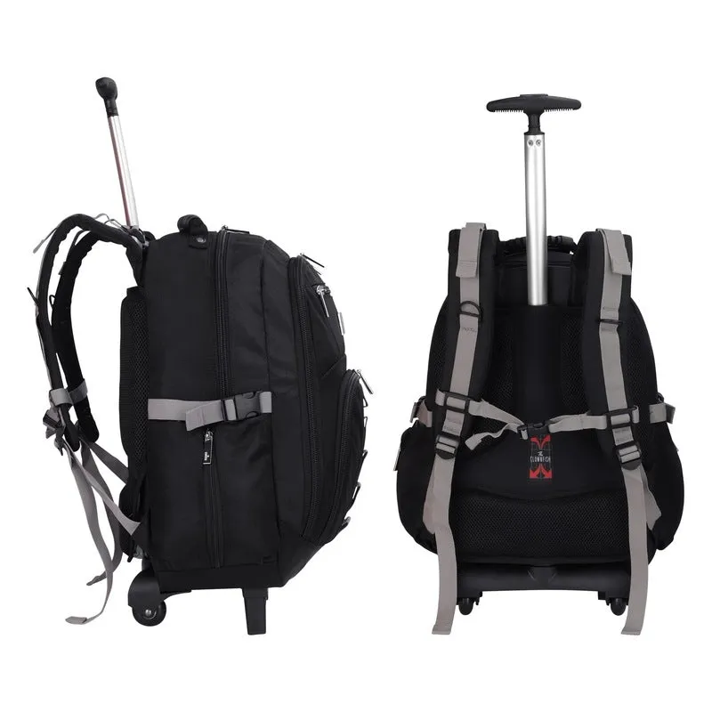 51L Laptop Trolley Backpack - Water Resistant, 3 Compartments | 57 cm | Black