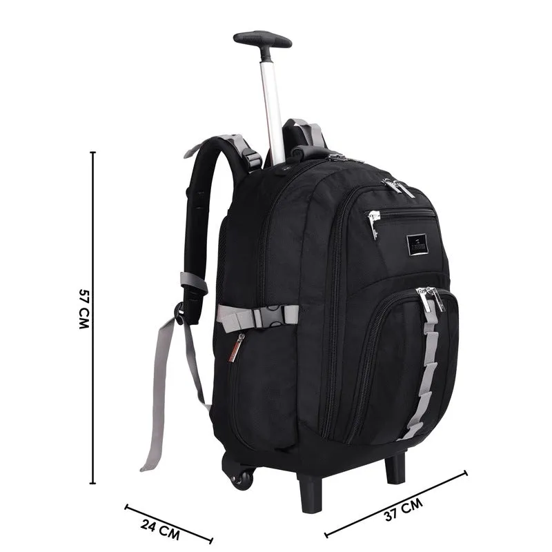 51L Laptop Trolley Backpack - Water Resistant, 3 Compartments | 57 cm | Black