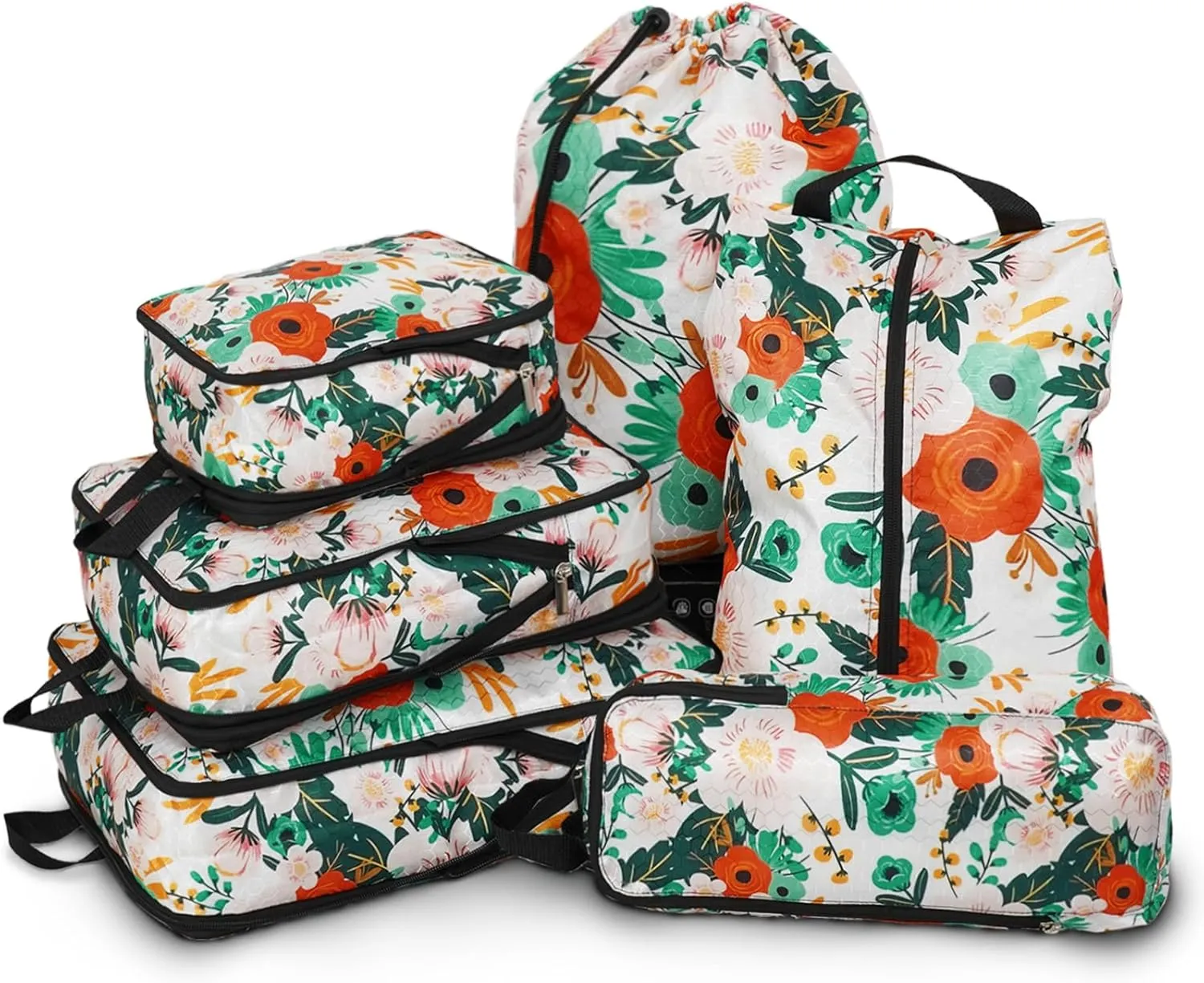6 Pcs Compression Packing Cubes Travel for Suitcases, Luggage Organizer Nylon Washable Storage Bags Set - Packaging Cubes for Backpack Travel Perfect for Women Clothes Carry-Ons and Storage