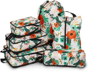 6 Pcs Compression Packing Cubes Travel for Suitcases, Luggage Organizer Nylon Washable Storage Bags Set - Packaging Cubes for Backpack Travel Perfect for Women Clothes Carry-Ons and Storage