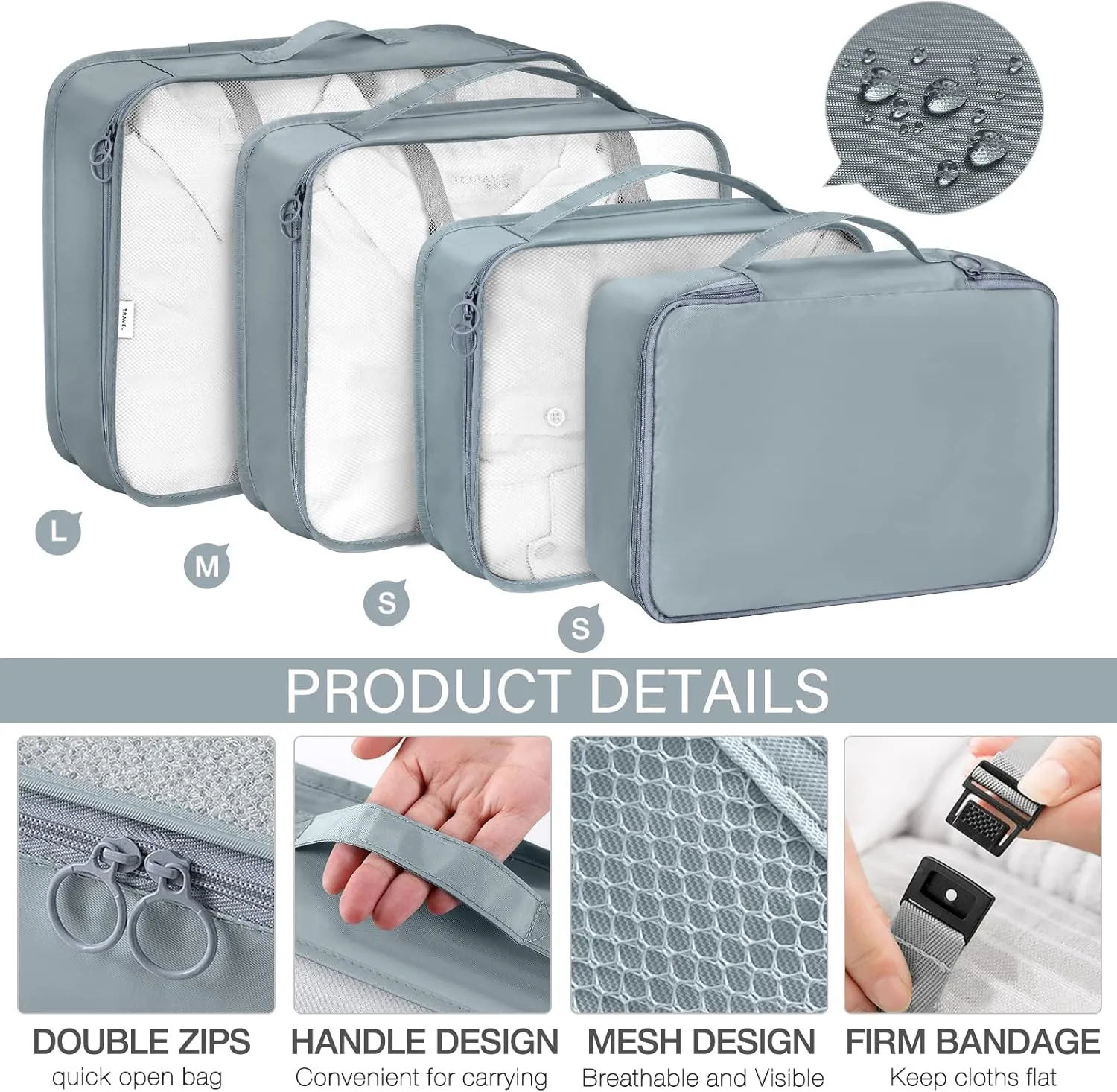 8 Set Packing Cubes for Travel, Travel Luggage Packing Organizers, Travel Accessories Large Toiletries Bag for Clothes Shoes Cosmetics Toiletries (Blue)