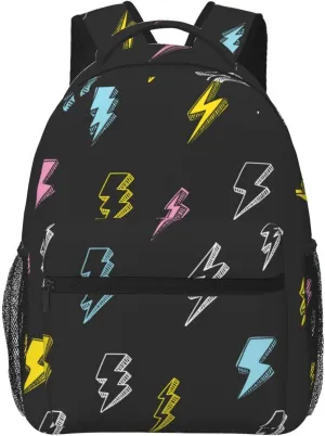 Abstract Motif Symbol Thunder Lightnings Textures Backpacks 15 Inch Laptop Backpack Multipurpose Double Shoulder Bag for Men Women Gifts