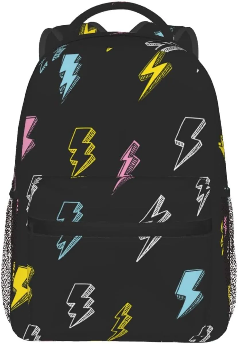 Abstract Motif Symbol Thunder Lightnings Textures Backpacks 15 Inch Laptop Backpack Multipurpose Double Shoulder Bag for Men Women Gifts