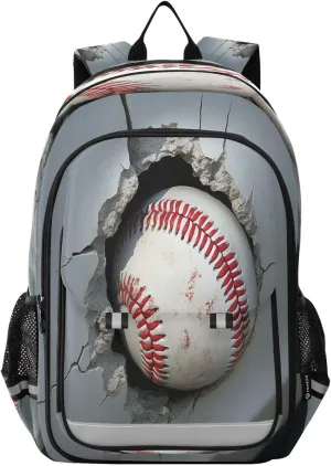 ALAZA Baseball Breaking The Wall School Backpacks Travel Laptop Bag Kids Bookbag for Girls Boys Teens Women Men