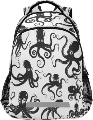 ALAZA Black Octopus Backpacks Travel Laptop Daypack School Book Bag for Men Women Teens Kids