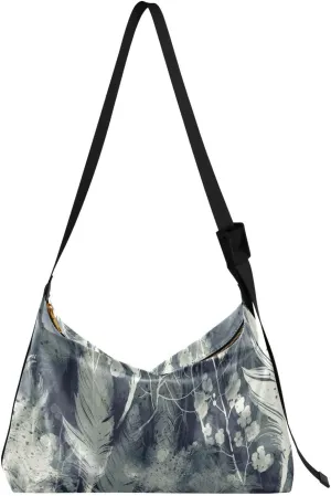 ALAZA Boho Twigs Feather Bohemian Womens Tote Bag Leather Shoulder Bag For Women Men Large Hobo Cross Body Bags Handbag