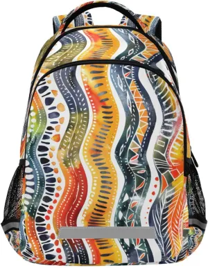 ALAZA Ethnic Wave Line Backpacks Travel Laptop Daypack School Book Bag for Men Women Teens Kids