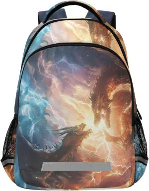 ALAZA Fire Dragon Ocean Backpack Girls Kids Backpacks Boys School Bookbag 3rd 4th 5th Grade Casual Daypack Laptop Shoulder Bag with Chest Strap