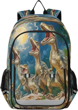 ALAZA Five Dinosaurs Howling School Backpacks Travel Laptop Bag Kids Bookbag for Girls Boys Teens Women Men
