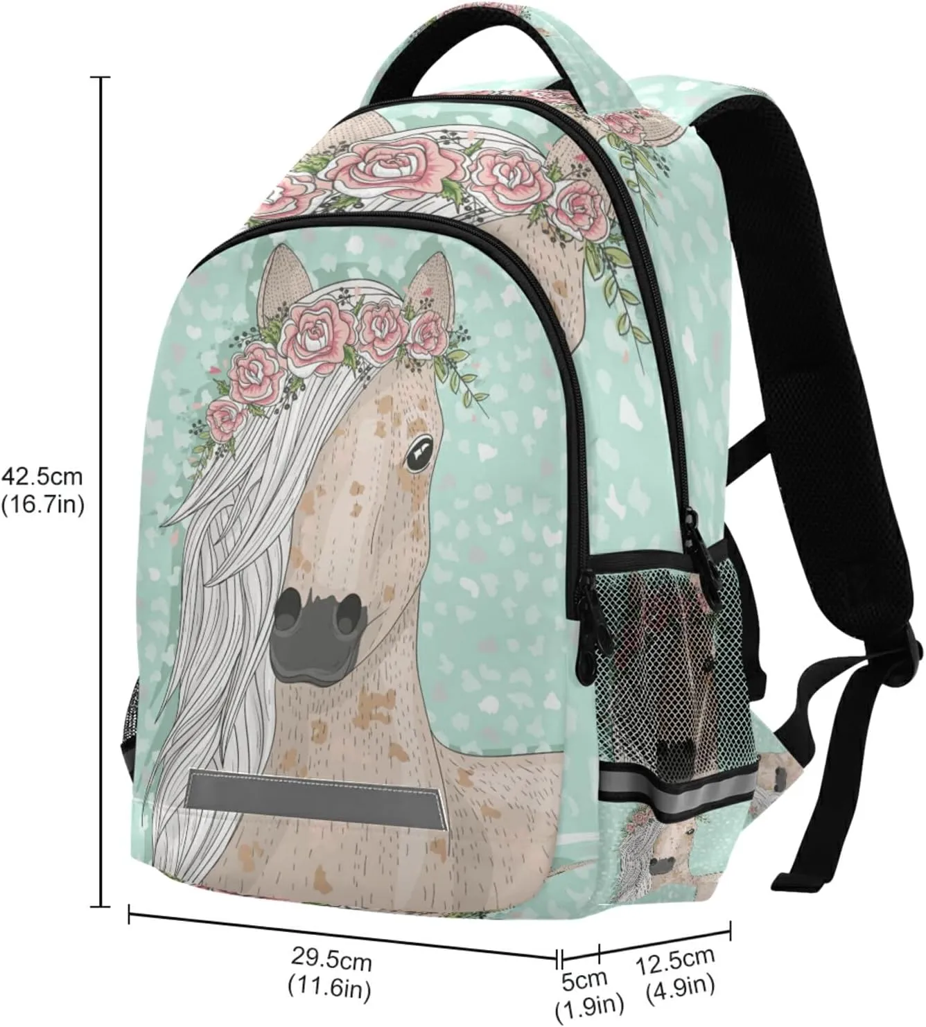 ALAZA Flower Horse Backpacks Travel Laptop Daypack School Book Bag for Men Women Teens Kids
