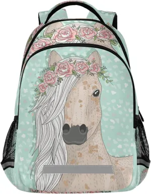 ALAZA Flower Horse Backpacks Travel Laptop Daypack School Book Bag for Men Women Teens Kids