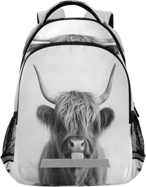 ALAZA Highland Cow Funny Expression Backpacks Travel Laptop Daypack School Book Bag for Men Women Teens Kids