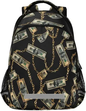 ALAZA Money One Hundred Us Dollar Bills Backpacks Travel Laptop Daypack School Book Bag for Men Women Teens Kids